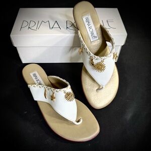 NIB Prima Royale Astro White and Gold Women's Sandals/9.5